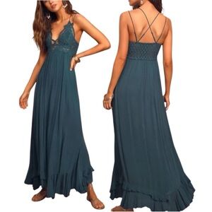Free People One Adella Maxi Slip in Turqouise Size XSmall